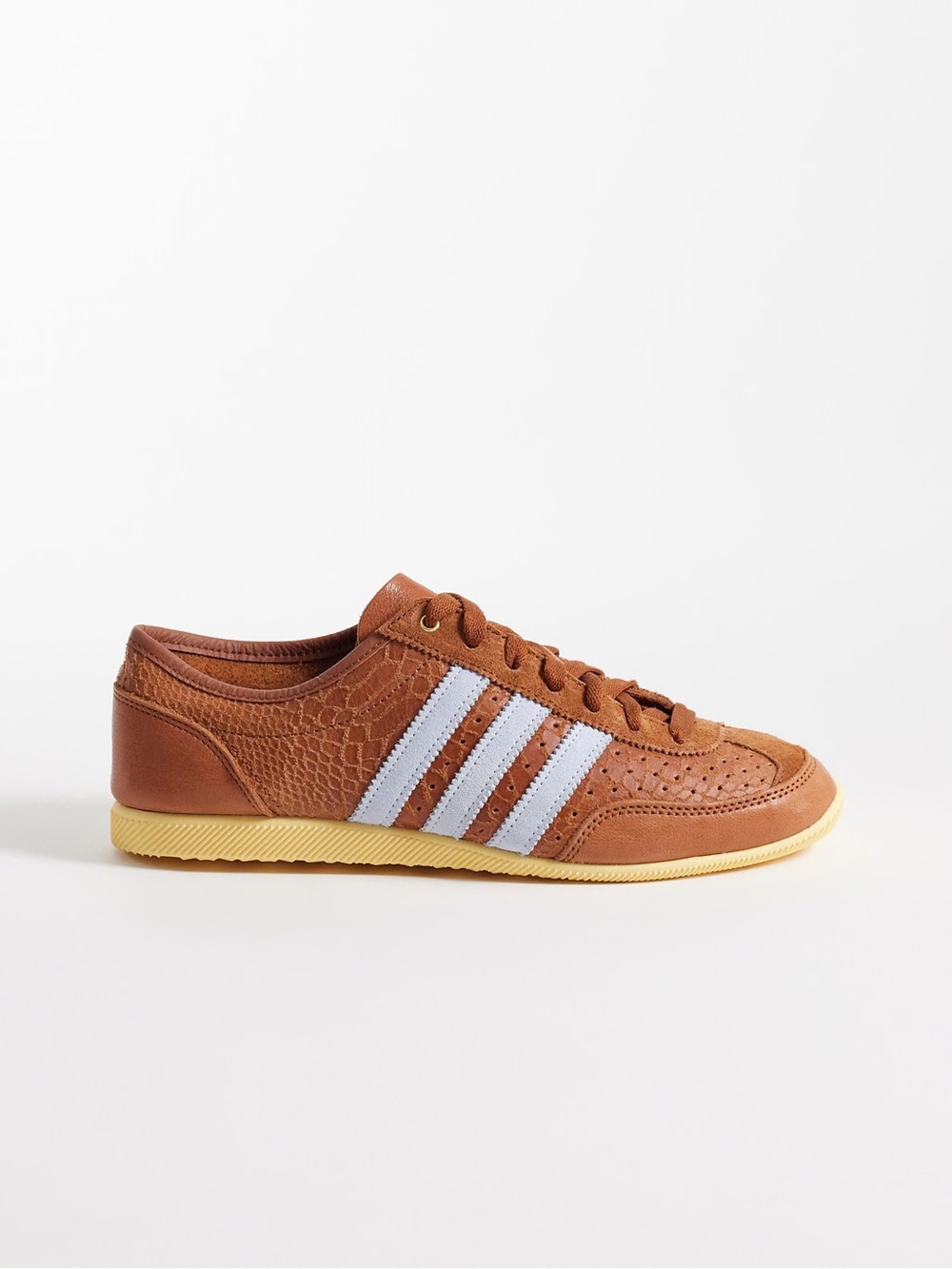ADIDAS Japan Decon W Brown Leather Sneakers with Blue Celeste Stripes Size M